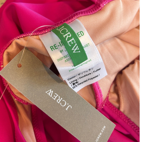 J Crew Womens Plus 24 Pink Fuschia Ruched V-Neck One Piece Swimsuit NWT - Picture 6 of 6